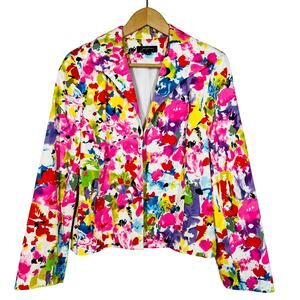 Josephine Floral Blazer Bright Mod Print Long Sleeve Open Front - 10